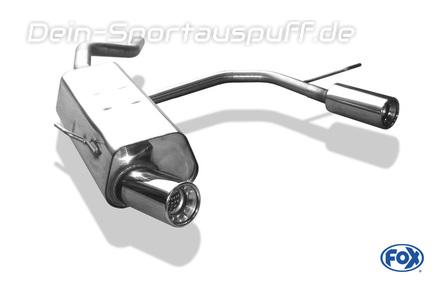 Fox Edelstahl Duplex Sportauspuff Renault Clio 2 Typ B 2.0l 16V 1x90mm rund eingerollt gerade mit Absorber