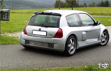 Fox Edelstahl Duplex Sportauspuff Renault Clio 2 Typ B V6 2x76mm rund eingerollt gerade