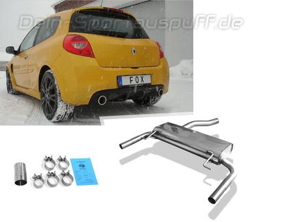 Fox Edelstahl Duplex Sportauspuff Renault Clio 3 Sport Facelift Typ R für originale Endrohre