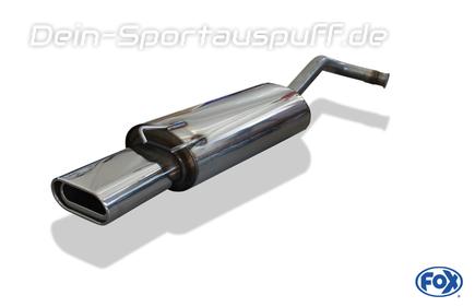 Fox Edelstahl Sportauspuff Renault 19 5-türig u. Cabrio 160x80mm flachoval eingerollt abgeschrägt mit Absorber