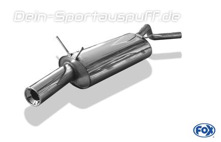 Fox Edelstahl Sportauspuff Renault Megane 1 Fließheck, Scenic u. Classic 1x90mm rund eingerollt gerade mit Absorber