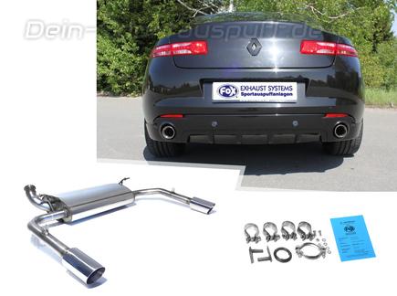 Fox Edelstahl Duplex Sportauspuff Renault Laguna 3 Coupe je 90mm rund doppelwandig abgeschrägt