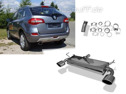 Fox Edelstahl Duplex Sportauspuff Renault Koleos 4x4 2.0 dCi 140x90mm oval eingerollt abgeschrägt mit Absorber