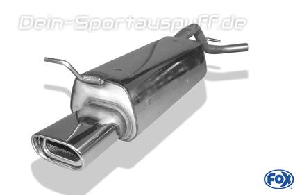 Fox Edelstahl Sportauspuff Seat Leon 1M 1.4l 1.6l 1.9D Bj.99-06 135x80mm flachoval eingerollt abgeschrägt mit Absorber