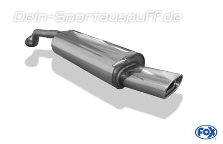 Fox Edelstahl Sportauspuff Seat Leon 1M 1.4l 1.6l 1.8l 1.9D Bj.99-06 135x80mm flachoval eingerollt abgeschrägt mit Absorber