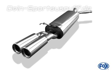 Fox Edelstahl Sportauspuff Seat Toledo 2 Typ 1M Bj.99-04 2x76mm rund eingerollt gerade mit Absorber