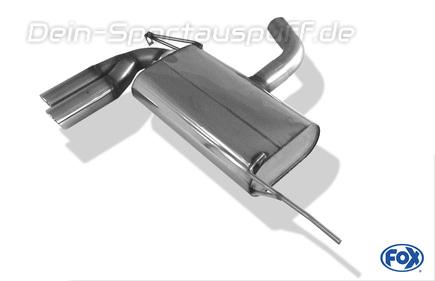 Fox Edelstahl Sportauspuff Ø70mm-System Seat Altea 5P1 2x76mm rund eingerollt abgeschrägt mit Absorber