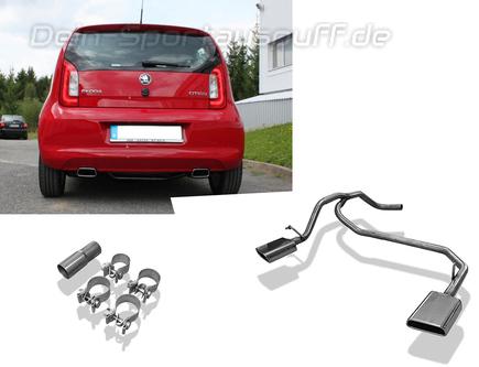 Fox Edelstahl Duplex Endrohrgeweih Skoda Citigo 145x65mm trapezförmig eingerollt nach unten & seitlich abgeschrägt