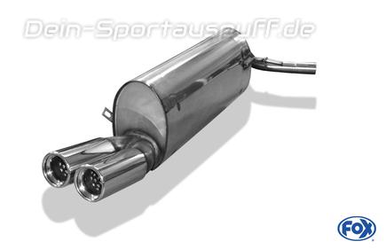 Fox Edelstahl Sportauspuff Skoda Fabia 5J Schrägheck ab 2007 2x76mm rund eingerollt gerade mit Absorber