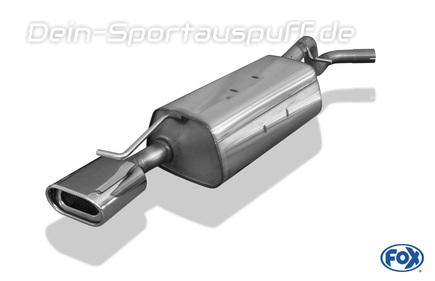 Fox Edelstahl Sportauspuff Skoda Roomster 5J 135x80mm flachoval eingerollt abgeschrägt mit Absorber