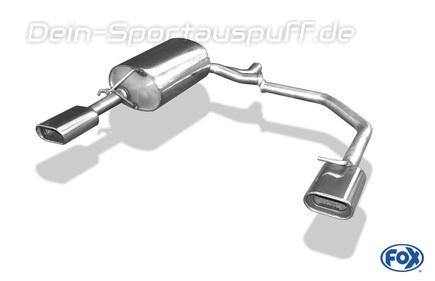 Fox Edelstahl Duplex Sportauspuff Skoda Octavia 1U 1.9TD 2.0l 4x4 135x80mm flachoval eingerollt abgeschrägt mit Absorber