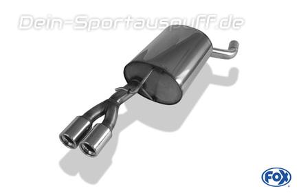 Fox Edelstahl Sportauspuff Skoda Octavia 1U 1.8T 4x4 2x76mm rund eingerollt gerade mit Absorber
