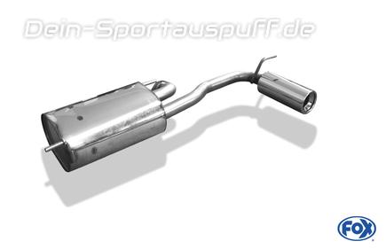 Fox Edelstahl Sportauspuff Subaru Justy 2 JMA/MS mit lack. Stoßstange 1x90mm rund eingerollt gerade mit Absorber