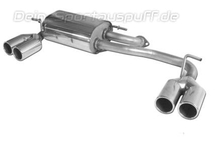 Fox Edelstahl Duplex Sportauspuff Subaru Justy 2 JMA/MS mit lack. Stoßstange 2x76mm rund eingerollt gerade mit Absorber