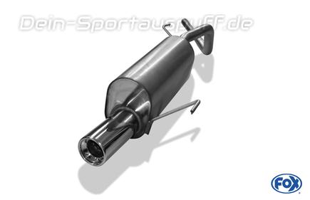 Fox Edelstahl Sportauspuff Toyota Starlet P8 Bj.89-96 1x90mm rund eingerollt gerade mit Absorber
