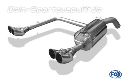 Fox Edelstahl Duplex Sportauspuff Toyota Yaris 1 TS Typ P1 2x76mm DTM rund scharf gerade