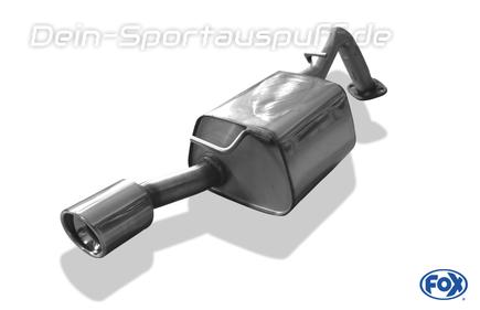 Fox Edelstahl Sportauspuff Toyota Yaris 2 TS Typ XP9 1x90mm rund eingerollt abgeschrägt mit Absorber