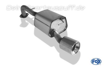Fox Edelstahl Sportauspuff Toyota Yaris 2 TS Typ XP9 1x100mm rund eingerollt gerade mit Absorber