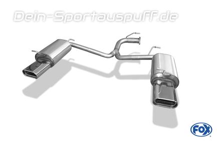 Fox Edelstahl Duplex Sportauspuff Toyota Avensis T25 2.2 D-Cat Limousine 160x80mm flachoval eingerollt abgeschrägt mit Absorber
