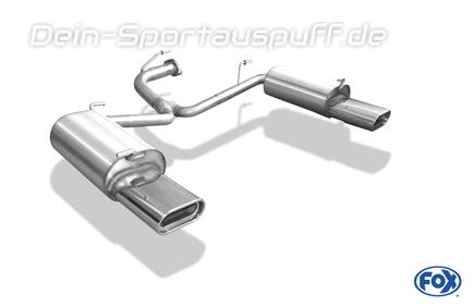 Fox Edelstahl Duplex Sportauspuff Toyota Avensis T25 1.8l Combi 160x80mm flachoval eingerollt abgeschrägt mit Absorber