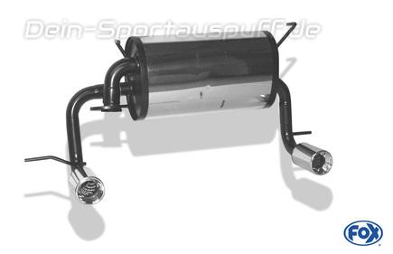 Fox Edelstahl Duplex Sportauspuff Toyota MR2 W3 Bj.99-07 1x90mm rund eingerollt gerade mit Absorber