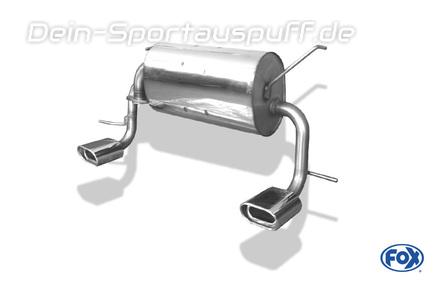 Fox Edelstahl Duplex Sportauspuff Toyota MR2 W3 Bj.99-07 135x80mm flachoval eingerollt abgeschrägt mit Absorber