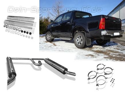Fox Edelstahl Sidepipe-Anlage ab Kat rechts-links Toyota Hilux - Double Cap 1x76mm Dieseloptik 80° gebogen