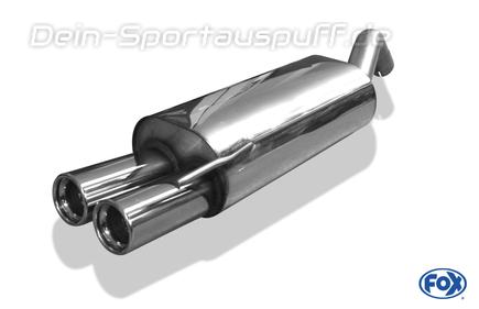 Fox Edelstahl Sportauspuff (Ø63,5mm-System) VW Polo 6N 2x76mm rund eingerollt gerade mit Absorber