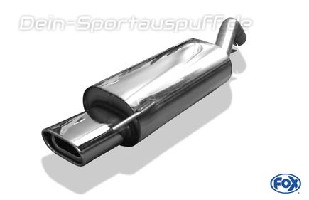 Fox Edelstahl Sportauspuff (Ø63,5mm-System) VW Polo 6N 135x80mm flachoval eingerollt abgeschrägt mit Absorber