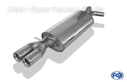 Fox Edelstahl Sportauspuff (Ø63,5mm-System) VW New Beetle 1C 9C u. Cabrio 1Y 2x76mm rund eingerollt gerade mit Absorber