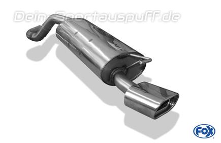 Fox Edelstahl Sportauspuff (Ø63,5mm-System) VW New Beetle 1C 9C u. Cabrio 1Y 135x80mm flachoval eingerollt abgeschrägt mit Absorber