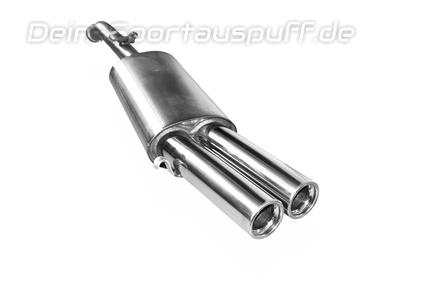 Fox Edelstahl Sportauspuff VW Golf 2 GTI 2x76mm rund eingerollt gerade mit Absorber
