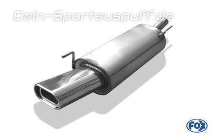 Fox Edelstahl Sportauspuff VW Golf 3 inkl. Cabrio 135x80mm flachoval eingerollt abgeschrägt mit Absorber