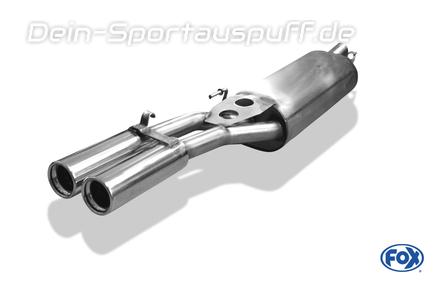 Fox Edelstahl Sportauspuff VW Golf 3 Variant 2x76mm rund eingerollt gerade mit Absorber