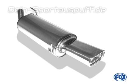 Fox Edelstahl Sportauspuff VW Golf 3 GTI u. VR6 135x80mm flachoval eingerollt abgeschrägt mit Absorber
