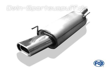 Fox Edelstahl Sportauspuff VW Golf 4 Cabriolet 135x80mm flachoval eingerollt abgeschrägt mit Absorber