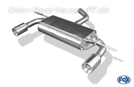Fox Edelstahl Duplex Sportauspuff VW Golf 5 Plus 1x90mm rund eingerollt gerade mit Absorber