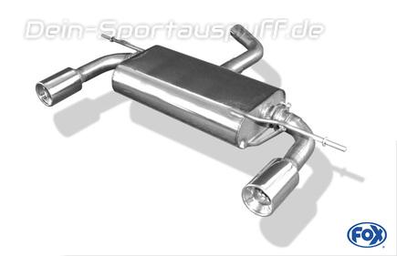 Fox Edelstahl Duplex Sportauspuff VW Golf 5 Plus Cross 5M 1x90mm rund eingerollt gerade mit Absorber