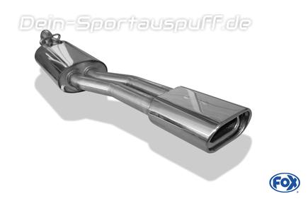 Fox Edelstahl Sportauspuff VW Jetta 2 19E 135x80mm flachoval eingerollt abgeschrägt mit Absorber