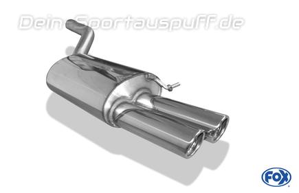 Fox Edelstahl Sportauspuff VW Jetta 3 Typ 1K Bj.05-10 2x80mm rund eingerollt abgeschrägt mit Absorber
