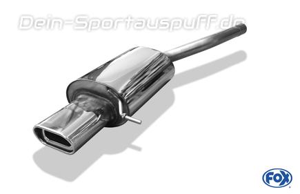 Fox Edelstahl Sportauspuff VW Jetta 3 Typ 1K Bj.05-10 135x80mm flachoval eingerollt abgeschrägt mit Absorber