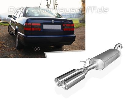 Fox Edelstahl Sportauspuff VW Passat 35i 2x80mm rund eingerollt gerade mit Absorber