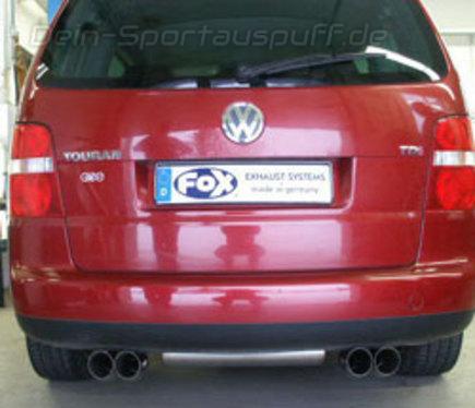 Fox Edelstahl Duplex Sportauspuff VW Touran 2x76mm DTM rund scharf gerade