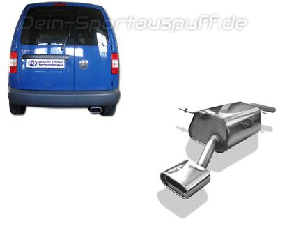 Fox Edelstahl Sportauspuff VW Caddy 3 TDI 160x80mm flachoval eingerollt abgeschrägt mit Absorber