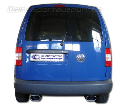 Fox Edelstahl Duplex Sportauspuff VW Caddy 3 TDI 160x80mm flachoval eingerollt abgeschrägt mit Absorber