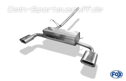 Fox Edelstahl Duplex Sportauspuff VW T4 Syncro 160x80mm flachoval eingerollt abgeschrägt mit Absorber