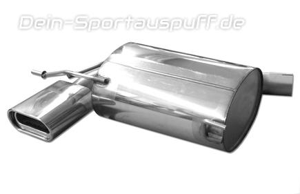 Fox Edelstahl Sportauspuff VW Tiguan Typ 5N TDI 4motion 160x80mm flachoval eingerollt abgeschrägt mit Absorber