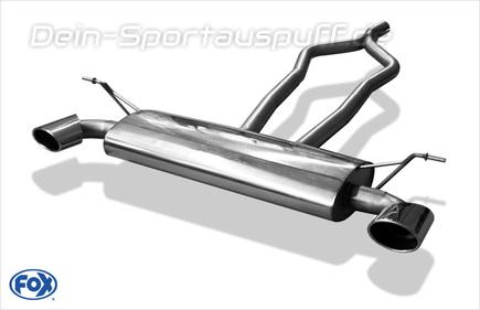Fox Edelstahl Duplex Sportauspuff VW Touareg 7L 3.2l V6 2.5 R5 TDI V6 TDI 140x90mm oval eingerollt abgeschrägt mit Absorber