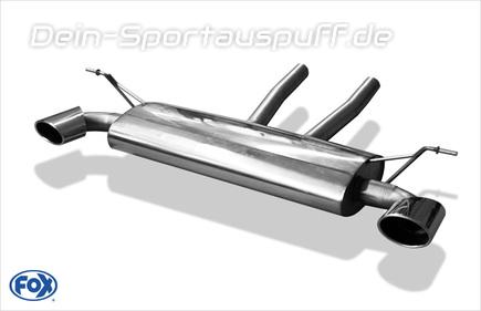 Fox Edelstahl Duplex Sportauspuff VW Touareg 7L 140x90mm oval eingerollt abgeschrägt mit Absorber