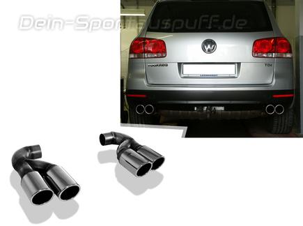 Fox Edelstahl Duplex Endrohrgeweih VW Touareg 7L 3.2l V6 2.5 R5 TDI 2x90mm rund eingerollt abgeschrägt